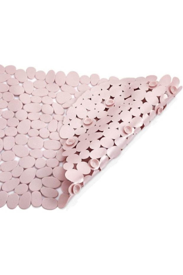 Bathroom Shower and Bathtub Anti-Slip Suction Cup Stone Mat 34X68 cm Pink Color Sea130P