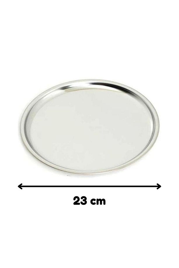 Paslanmaz Çelik 4 Adet 23 Cm Yuvarlak Servis, Pasta, Kurabiye, Ikram Tabağı, Servis Tabağı 4 Adet - 3