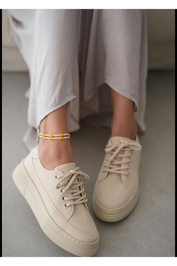 Ensar Sneaker Yüksek Bağcıklı Bez Canvas Orijinal Keten Spor Ayakkabı Kotnel - 3