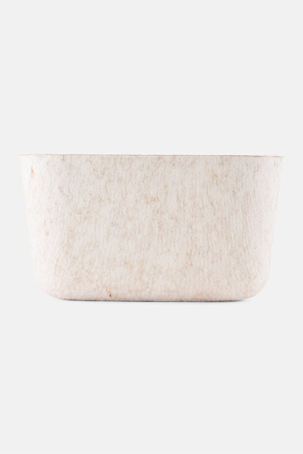 Textured Side Handle Multi Purpose Storage Box, Beige - 1