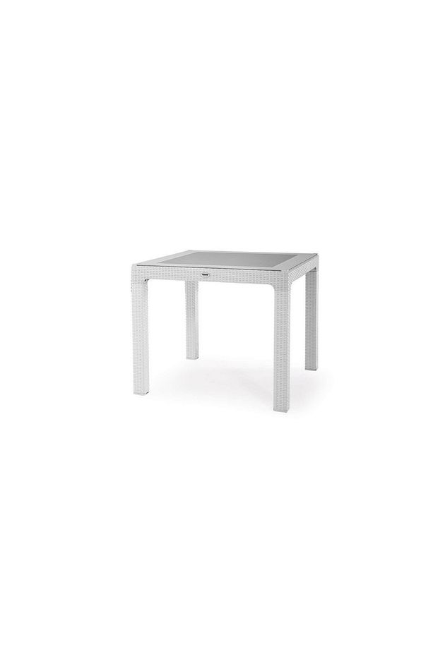 90x90 Rattan Camlı Masa Balkon Bahçe Teras Masası Kare Rattan Masa - 1