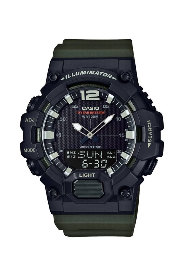 Black Cord Green Color Analog and Digital 2 Year Warranty Men's Wristwatch