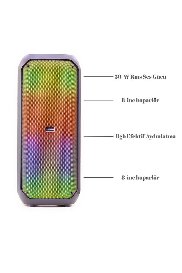 HP 106 Bluetooth Hoparlör 2*8 inc 30 w Rms Rgb Efektif Kablosuz Karaoke Mikrofon TWS - 3