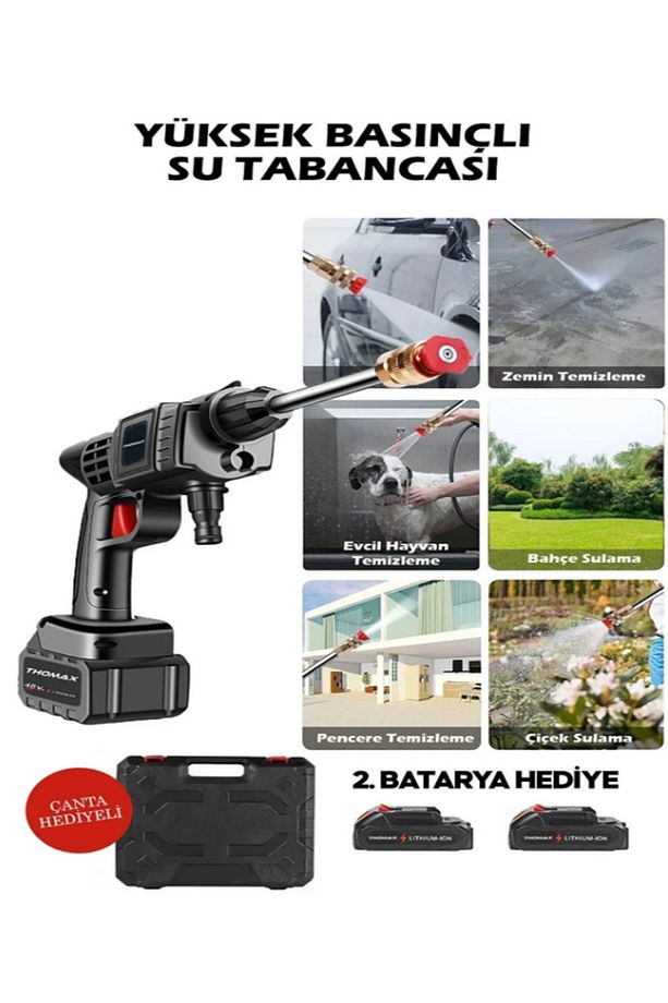 Şarjlı Ve Yüksek Basınçlı Oto Yıkama Araba Yıkama Makinesi Ve Sulama Tabancası Bahçe Yıkama - 4