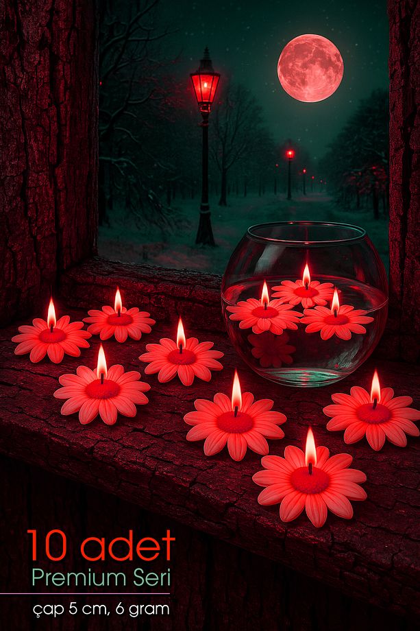 10 Adet Suda Yüzen ve Tealight Olarak Kullanılabilen Papatya Mum | Dekoratif Hediyelik - 1