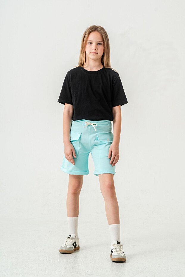 Cargo Pocket Pocket Cover Embroidered Girl's Shorts