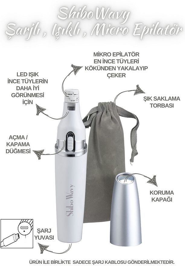 MİKRO + Mini Yüz Epilatörü Set (Cımbızlı Kökünden Çeker İp&Ağda Etkisi Bıyık , Çene , Kaş , Kulak) - 4
