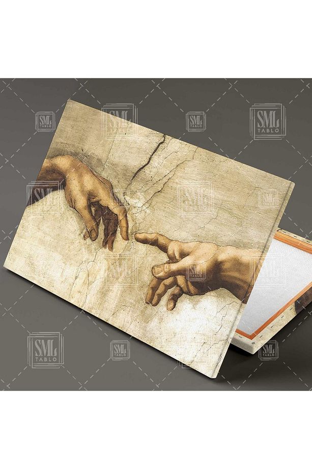 Adem'in Yaratılışı Michelangelo Ünlü Fresk Yatay Kanvas Tablo - 2