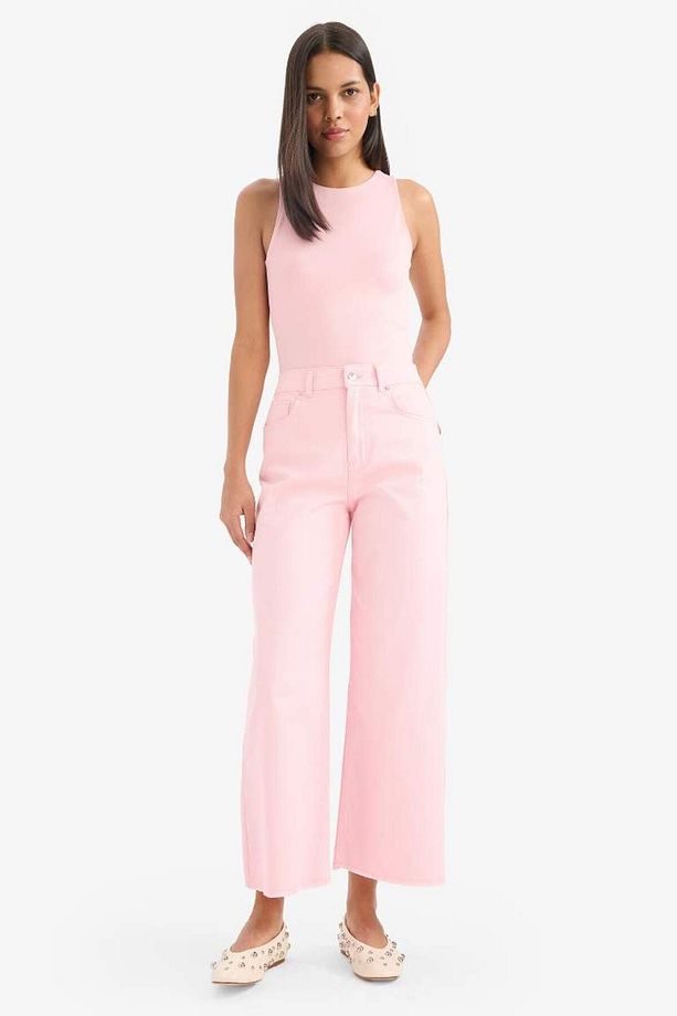 Culotte Gabardin Kumaş Pantolon Yüksek Bel Geniş Paça C7535ax25sp - 4