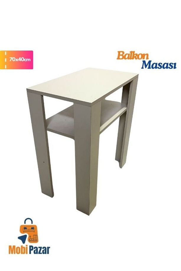 Raflı Balkon Masası, 40x70cm, Raflı Ufak Masa, Çalışma Masası, Kahvaltı Masası - 1