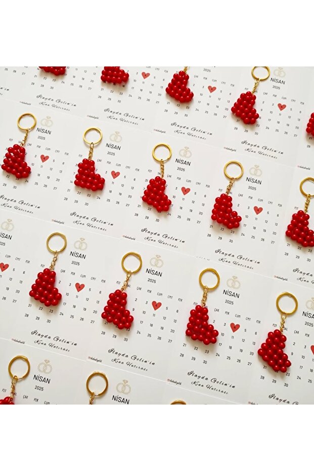 Red Heart Keychain 15 Pieces Henna Wedding Engagement Gift