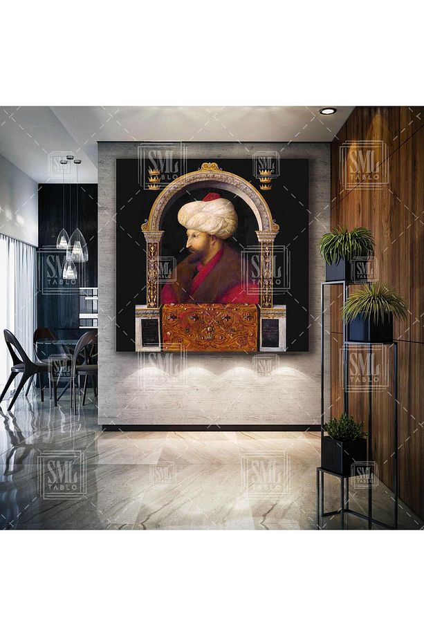 Fatih Sultan Mehmet Osmanlı Padişahları Dekor Kare Kanvas Tablo - 1