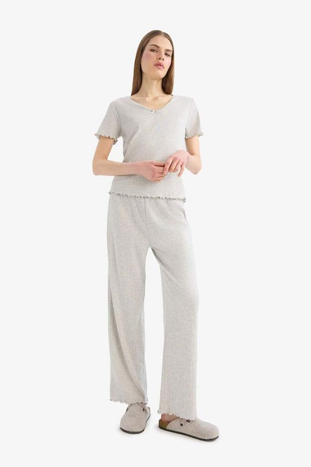 Regular Fit Pijama Takımı Kısa Kollu Üst Uzun Alt-fall In Love E9229ax25sp - 2
