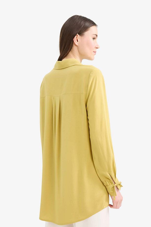 Regular Fit Basic Düz Viskon Uzun Kollu Gömlek Tunik D7352AX25SP - 5