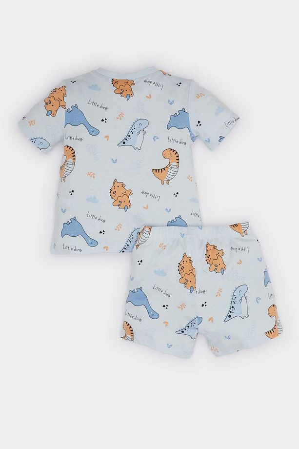 Erkek Bebek Pijama Takımı Dinazor Baskılı Kısa Kollu Penye Üst Beli Lastikli Şort E9605A525SM - 4