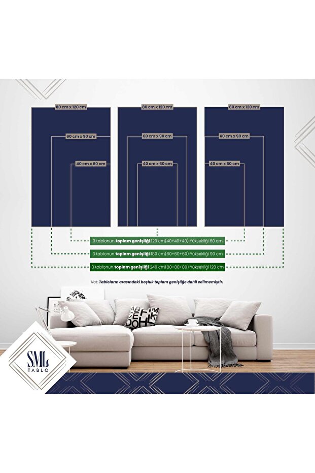 Çini Vazo Ev Bitkileri Minimal Sulu Boya Üçlü Kombin 3 Lü Set Kanvas Tablo - 6