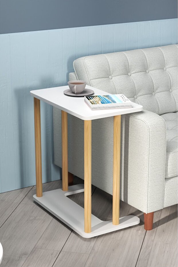 White Study Table with Wheels and Personal Solution Table - 3