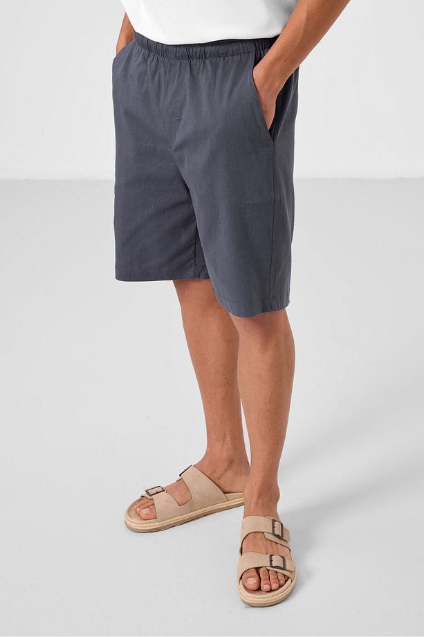 Gri Standart Fit Dokuma Hafif Esnek Chino Erkek Şort - 81291 - 7