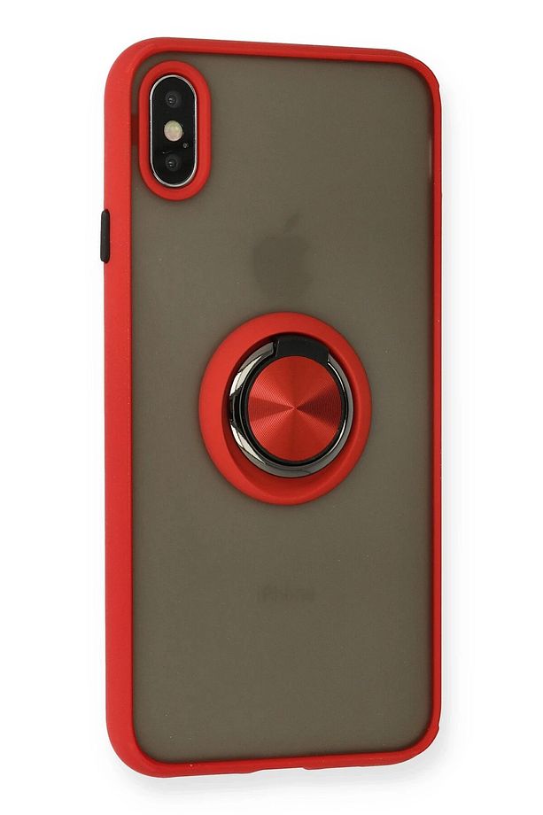 iPhone X Kılıf Montreal Yüzüklü Silikon Kapak - Kırmızı SPTGL - 2