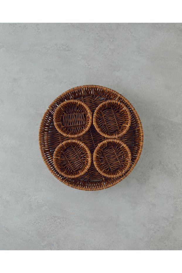 Boho Plastic Rattan 5 Piece Presentation Rack 27X27X5 cm Brown