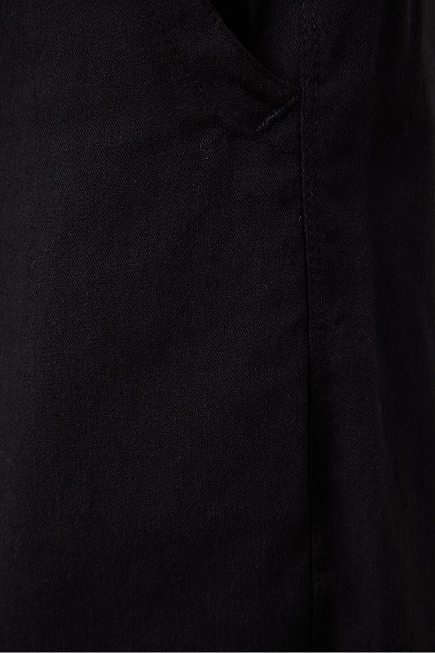 Siyah Standart Fit Dokuma Hafif Esnek Chino Erkek Şort - 81293 - 4