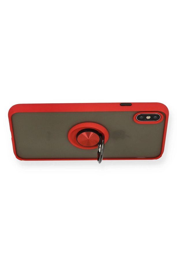 iPhone X Kılıf Montreal Yüzüklü Silikon Kapak - Kırmızı SPTGL - 3