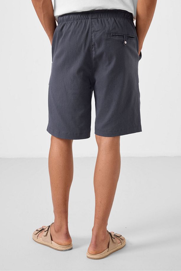 Gri Standart Fit Dokuma Hafif Esnek Chino Erkek Şort - 81291 - 8