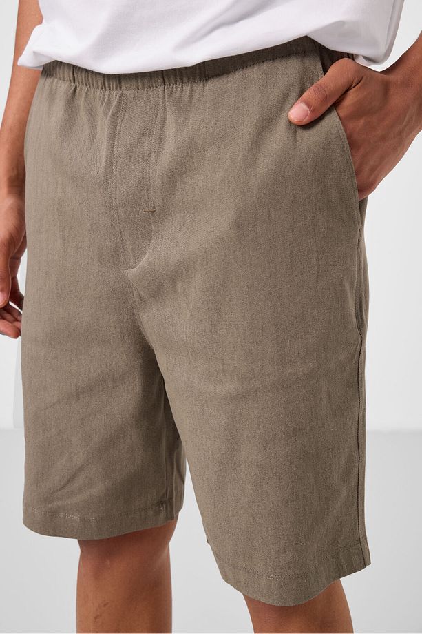 Camel Standart Fit Dokuma Hafif Esnek Chino Erkek Şort - 81291 - 4