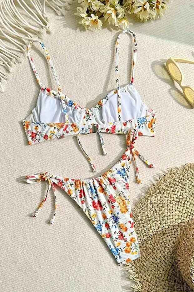 Çiçek Baskılı Bikini Üstü - 6