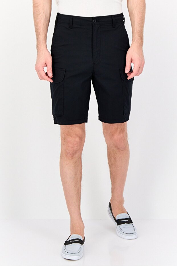 شورت كارجو سادة للرجال، أسود - 1
