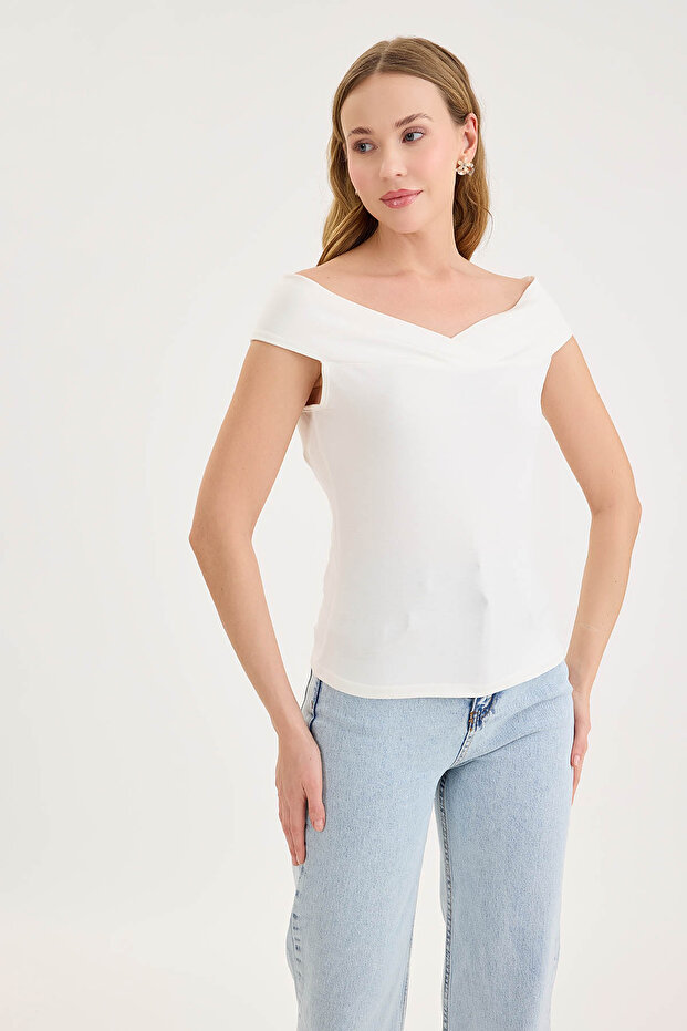Kayık Yaka Bluz - 2