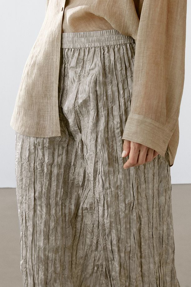 Fluid midi skirt with striped detail - 3