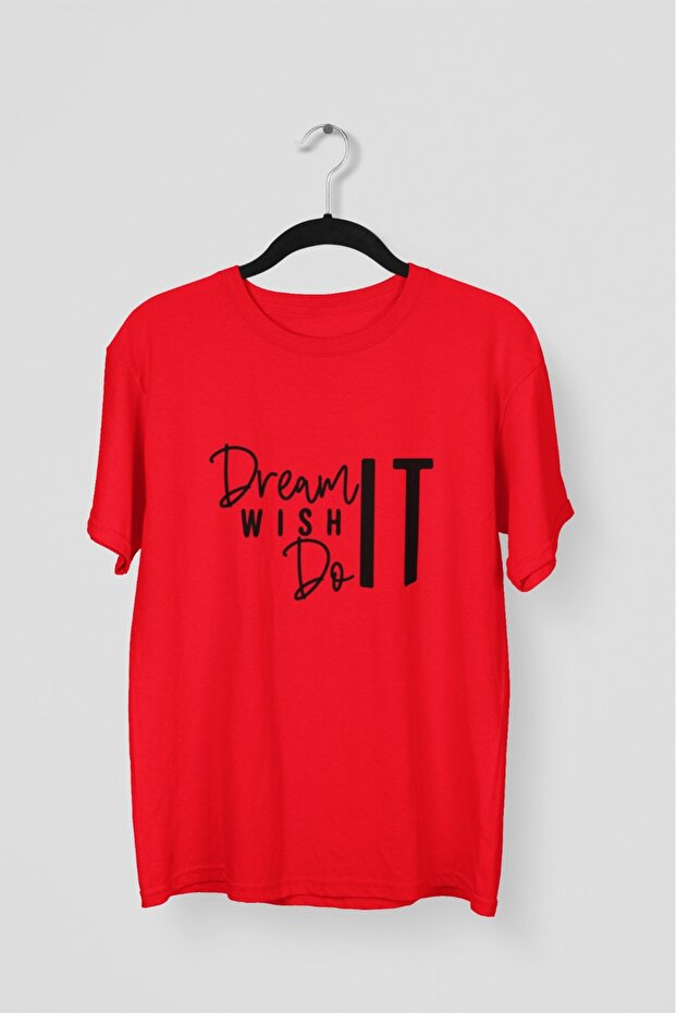 Men/Women -Dream Wish Do It- Transfer Printed Round Neck Short Sleeve Tee