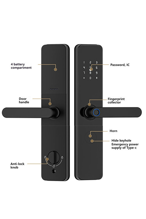 قفل بصمة الإصبع الذكي الأوتوماتيكي بالكامل من Tuya APP قفل إلكتروني قفل كلمة مرور - 4
