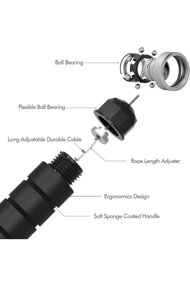 Jump Rope Tangle-Free Adjustable Speed Skipping Rope with Ball Bearings & Foam Handles for Workouts - 2