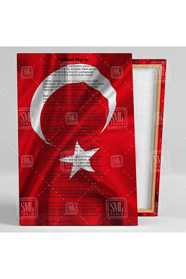 Türk Bayrağı Ay Yıldız Istiklal Marşı Dikey Kanvas Tablo - 2
