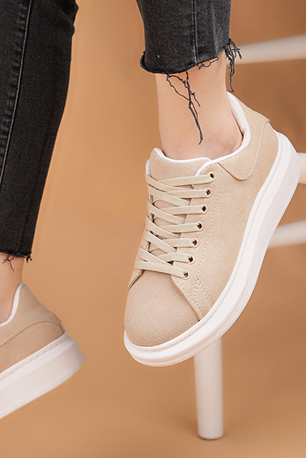 LT101 Krem Kadın Sneaker - 1
