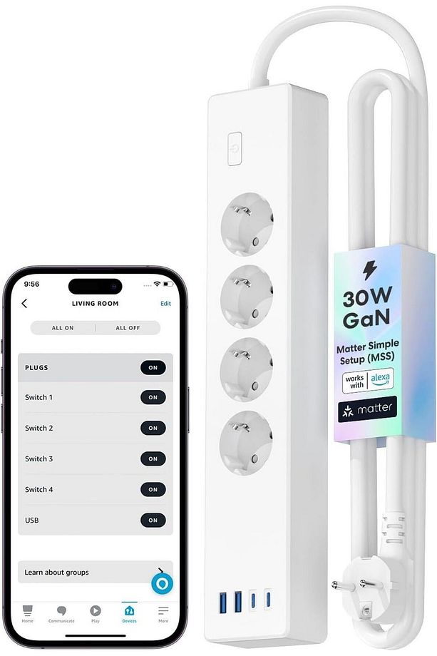Akıllı Çoklu Priz 4 Güç + 2 Usb + 2 Type C MSP844SMA (Apple Home Destekli) - 1