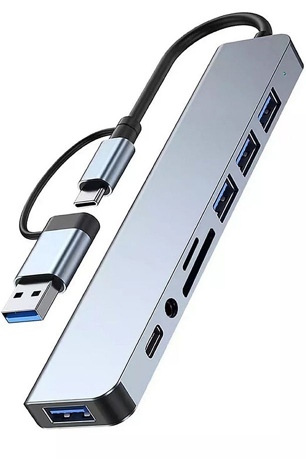 3122 8 Port Hub Usb 2.0/3.0 Çoğaltıcı Çoklayıcı Type C Audio 3.5 Tf Sd - 4