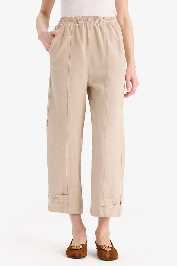 Keten Karışımlı Basic Düz Kısa Paça Harem Pantolon B7506ax25sp - 1
