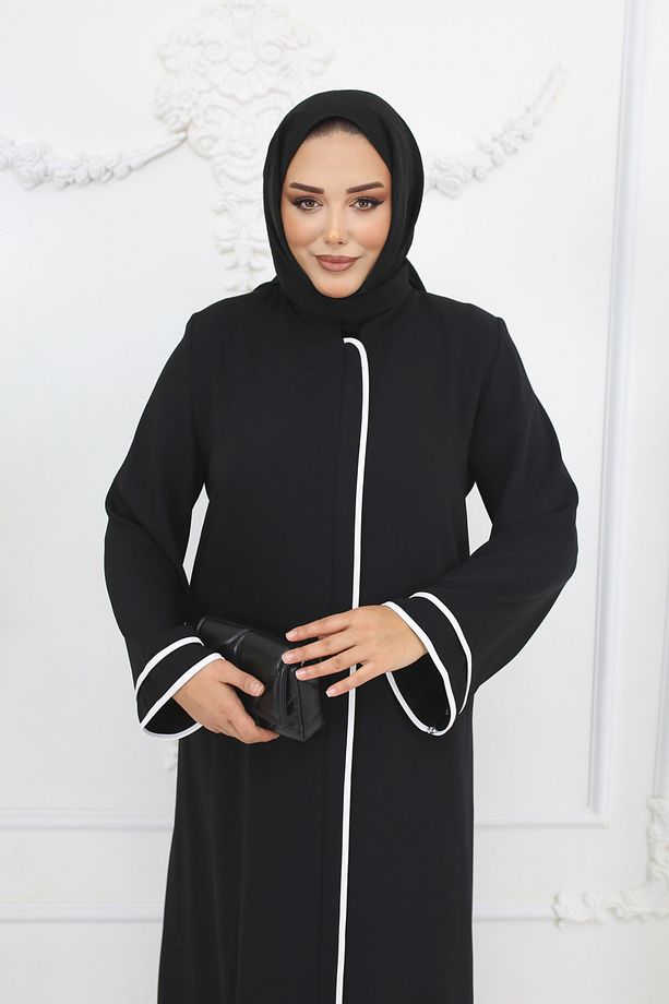 Siyah Dubai Ipeği Biyeli Ferace Mf-2269 - 7