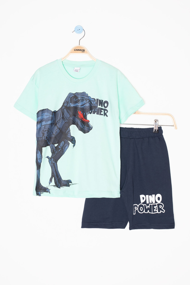 طقم علوي وسروال قصير للأولاد مطبوع عليه Mint Dino 20620