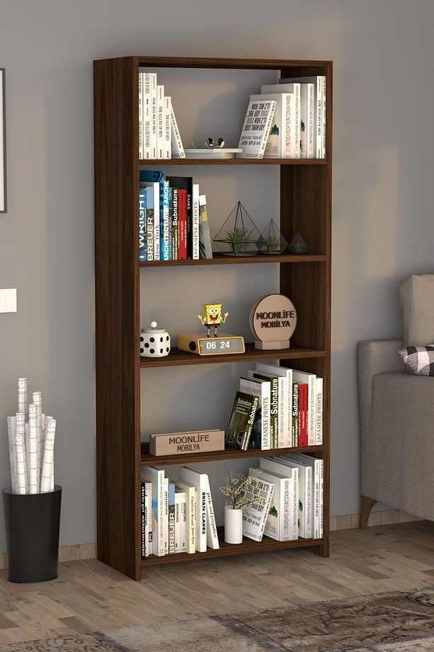 5 Raflı Kitaplık Ceviz - 1