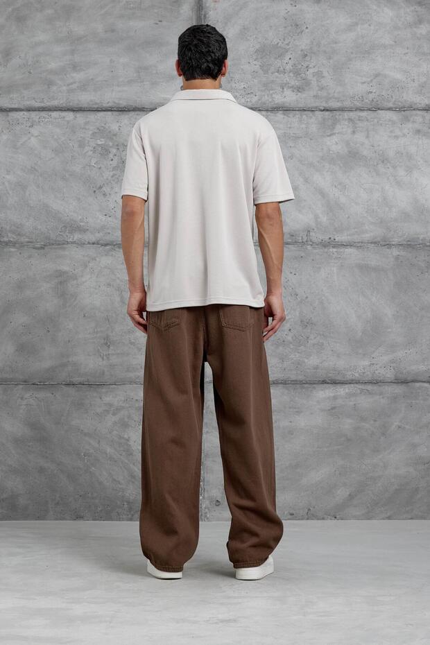 Bej Mrk Oversize Basic Polo Yaka Tshirt - 5