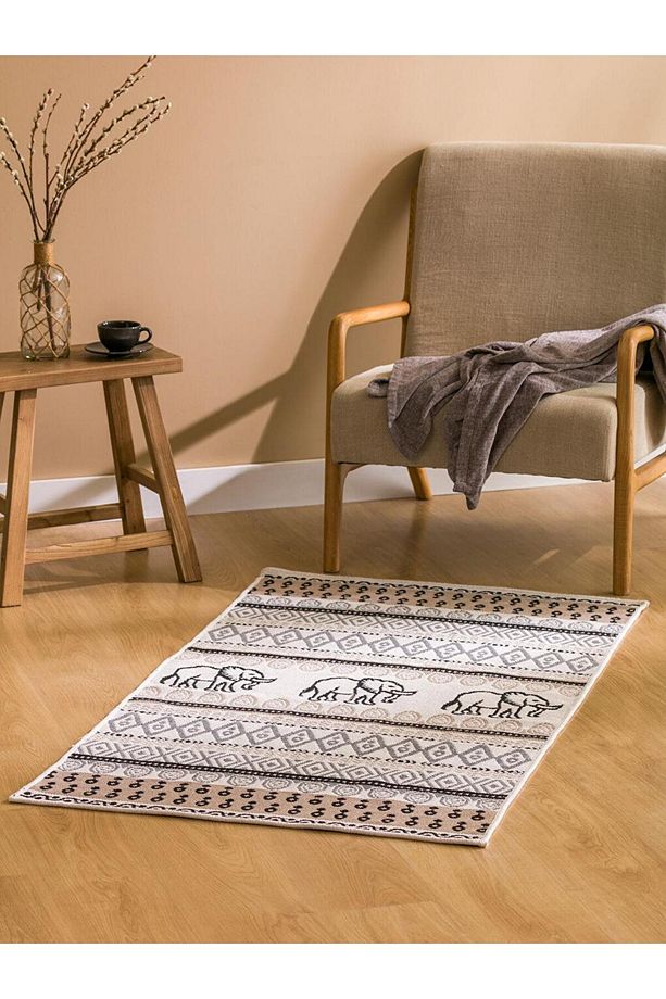 Karişik Fil Nakışlı Halı 80x140 Cm (S5) - 1