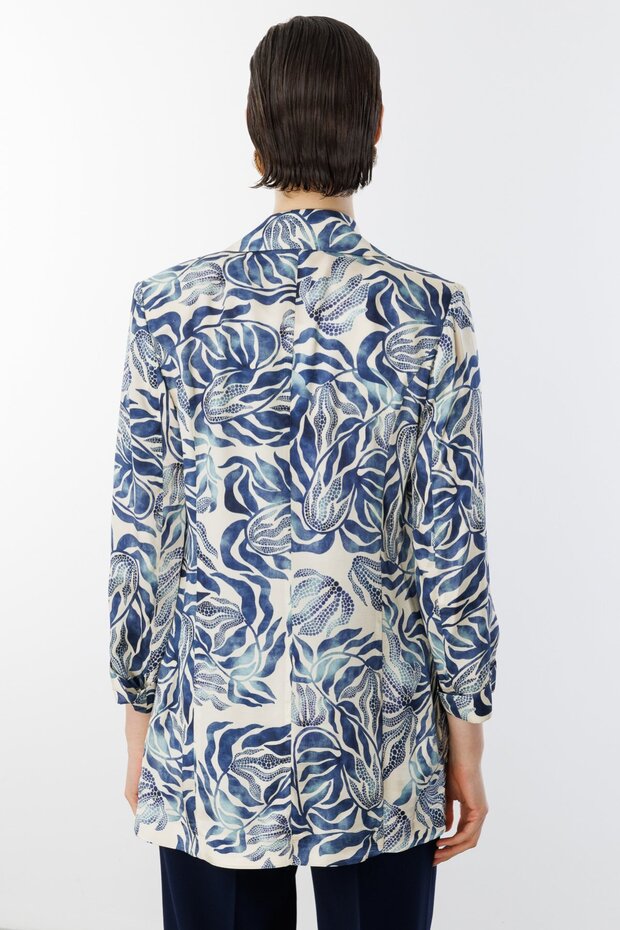 سترة بأزرار مزخرفة منقوشة Indigo-4166 - 5