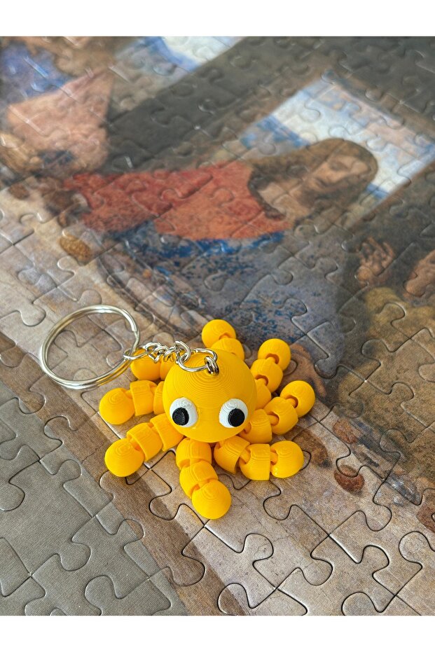 Cute Octopus Keychain – Yellow Color | 3D Printing Pla Figure | Collectible & Gift