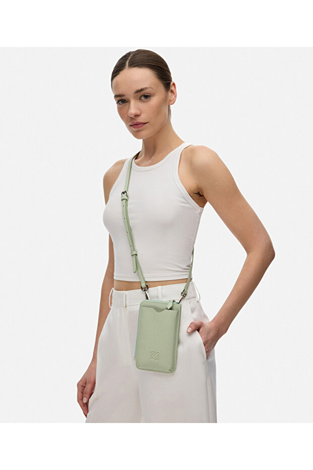 Monogram baskılı deri görünümlü çanta - 3