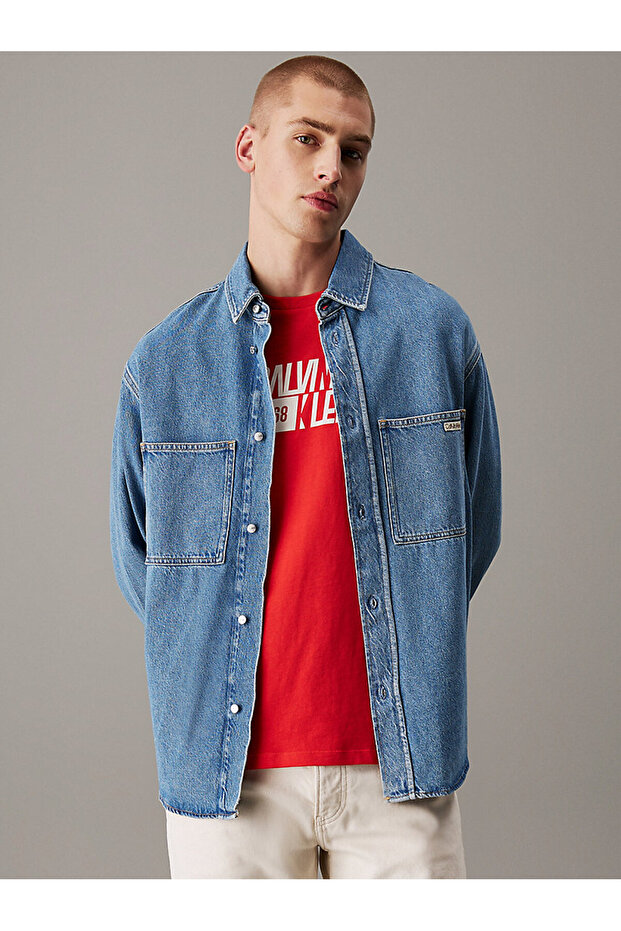 Erkek Mavi Uzun Kollu Gömlek - 1