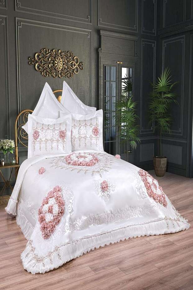 غطاء سرير من الساتان مكون من 4 قطع من ASMA - 1